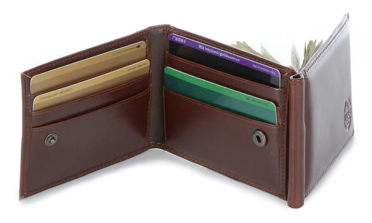 Brown 3 Fold Money Clip Wallet
