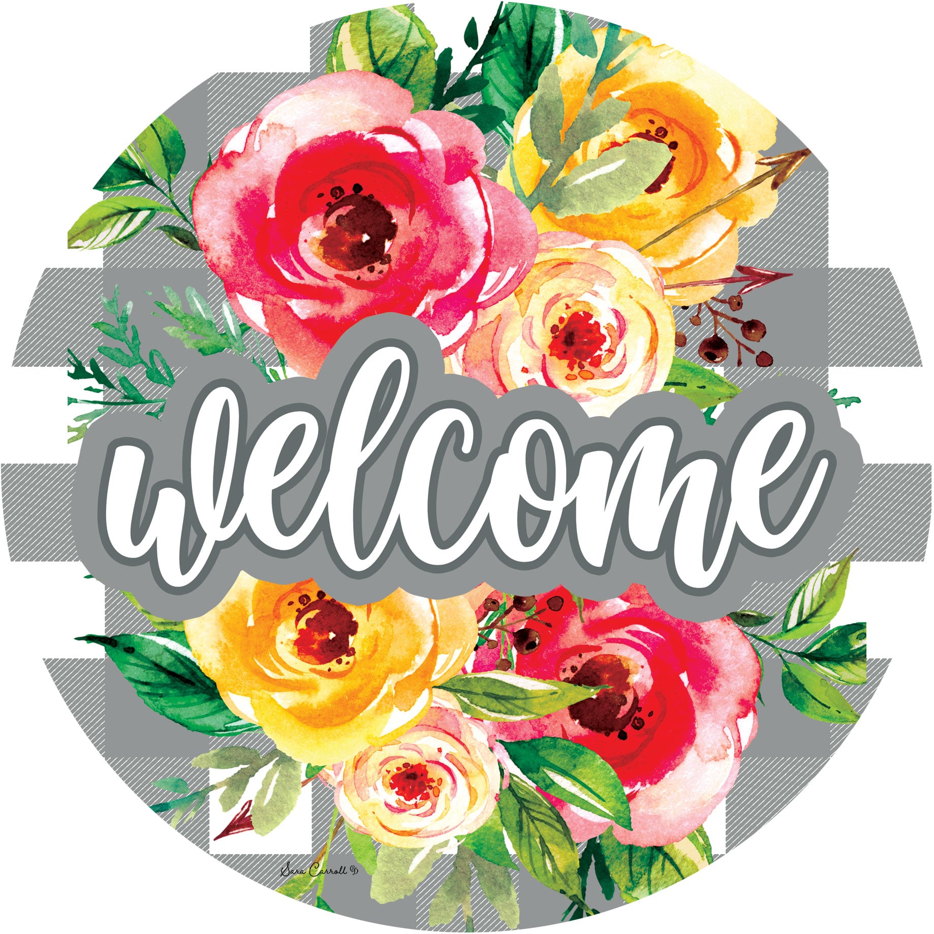 Welcome Rose Check Stepping Stones